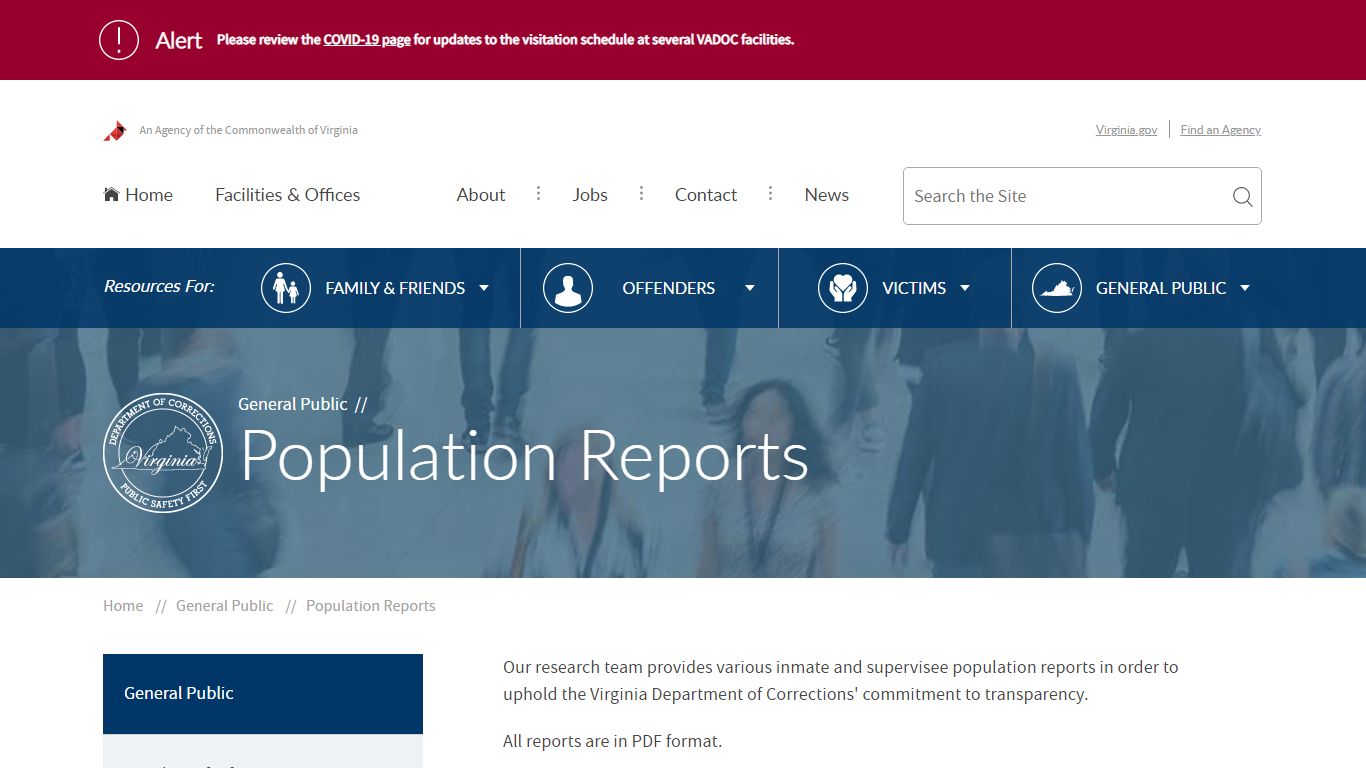 Population Reports — Virginia Department of Corrections